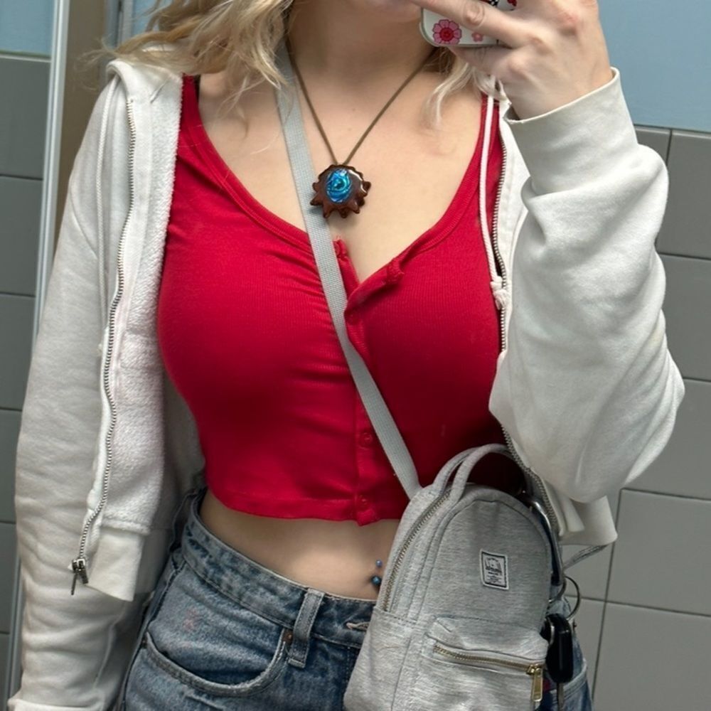 Aritzia Sunday best red crop top